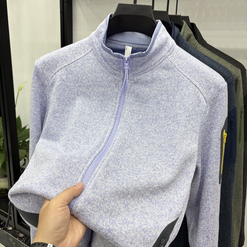 New Men's Knitwear Jacket Solid Color Stand Collar