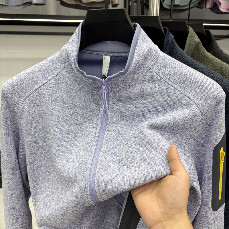 New Men's Knitwear Jacket Solid Color Stand Collar