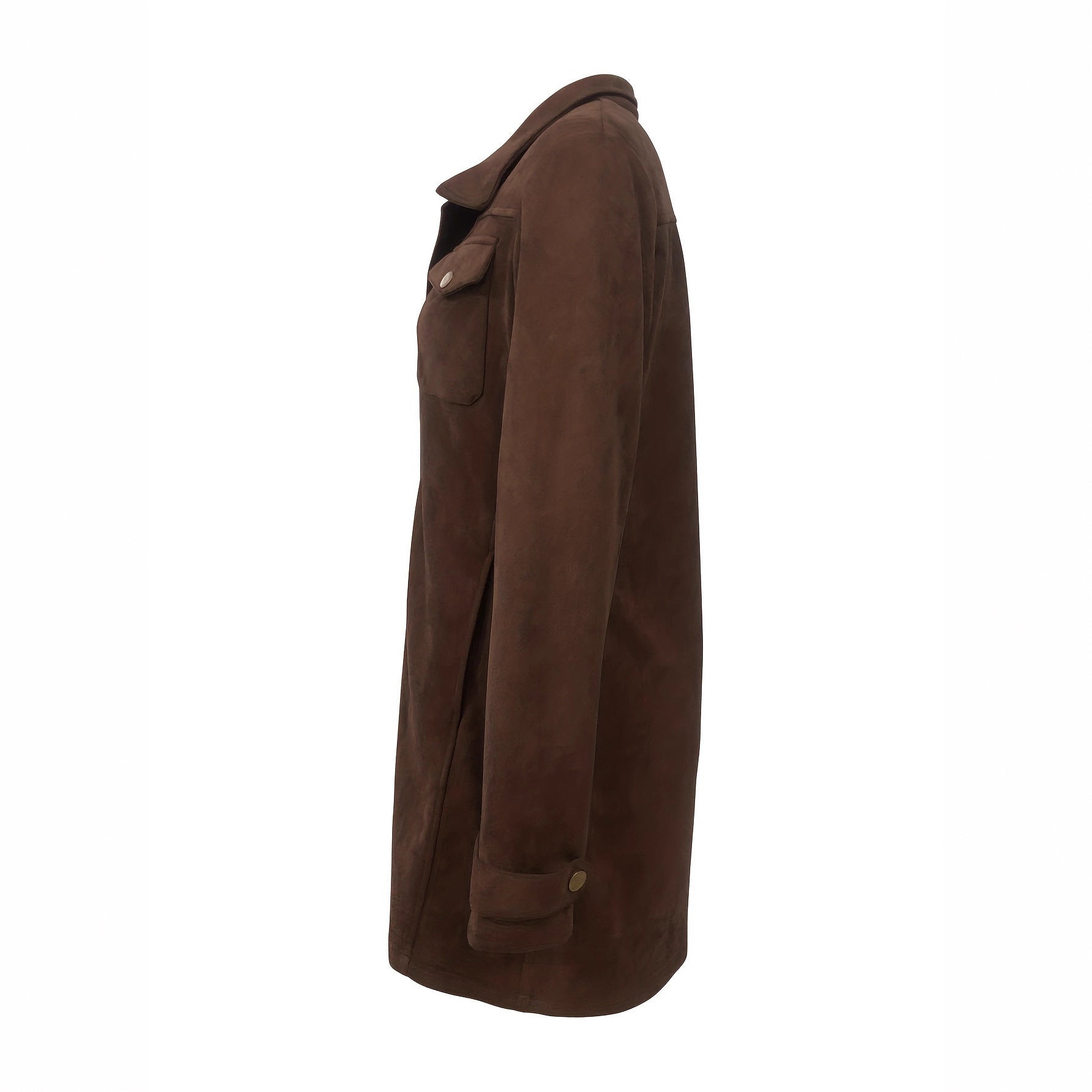 Women's Retro Lapels Brown Suede Casual Jacket