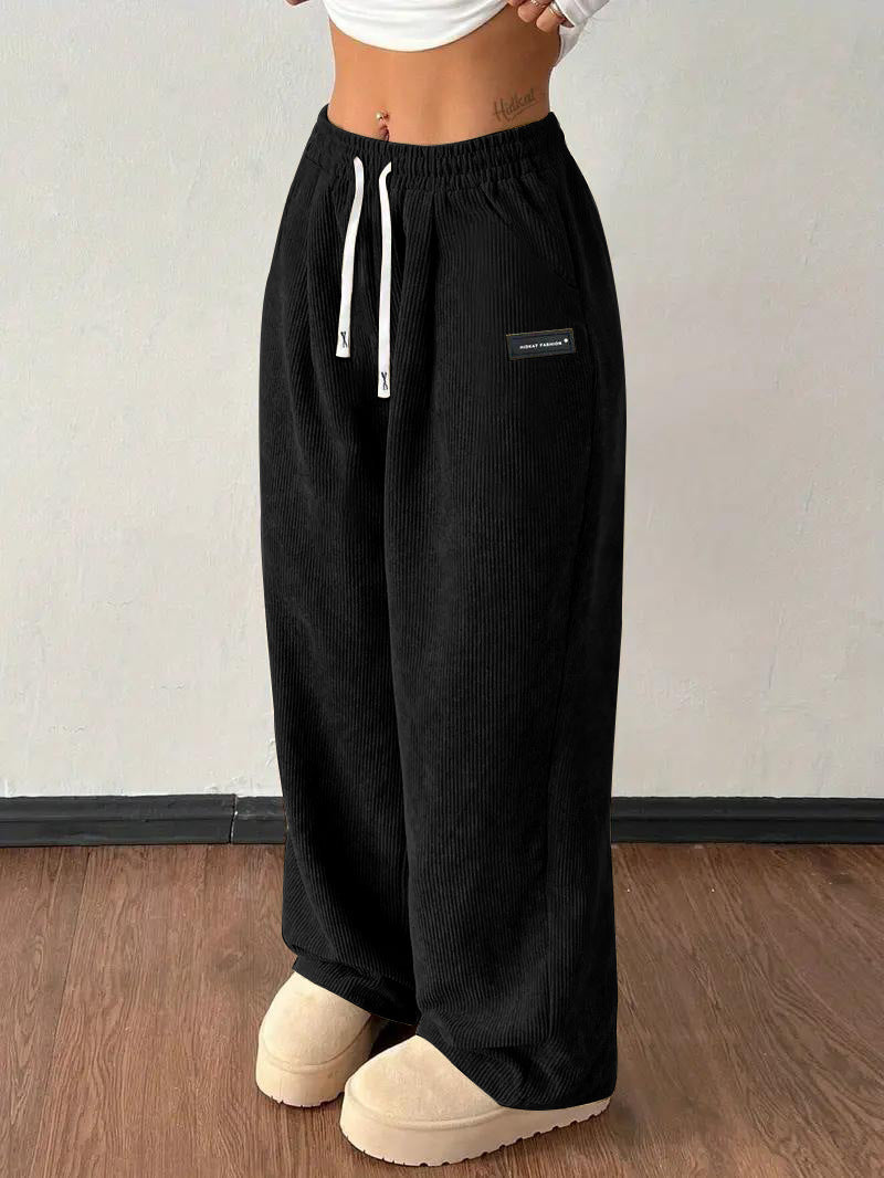 Loose Drawstring Solid Color Pocket Casual Versatile Pants Women's Pants
