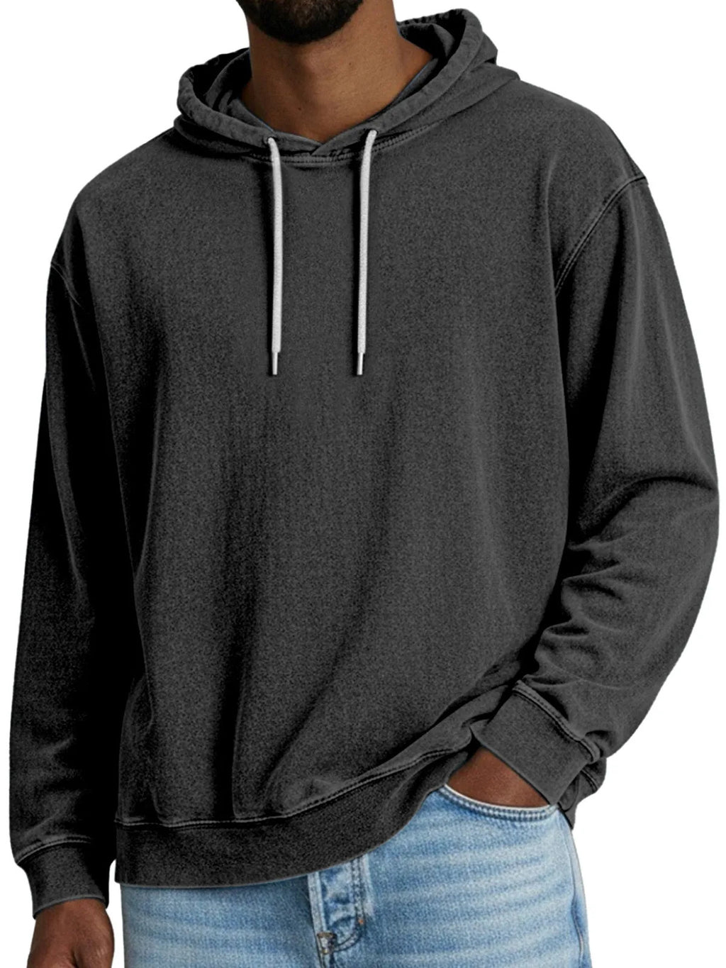 Casual Solid Color Hooded Long-sleeved Sweatshirt Men