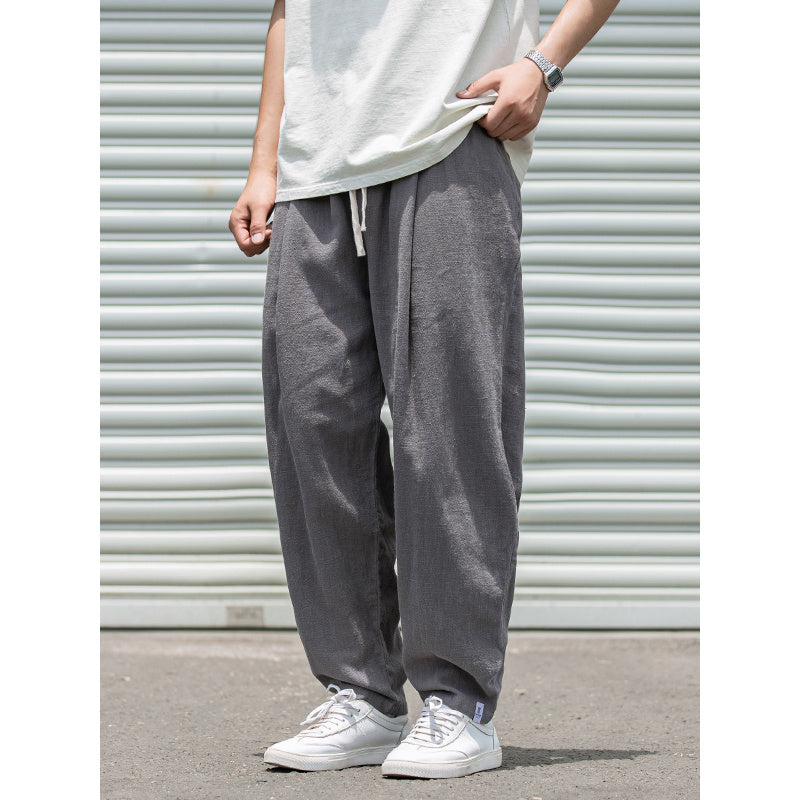 Men's Summer Light Breathable And Loose Straight Drooping Linen Pants