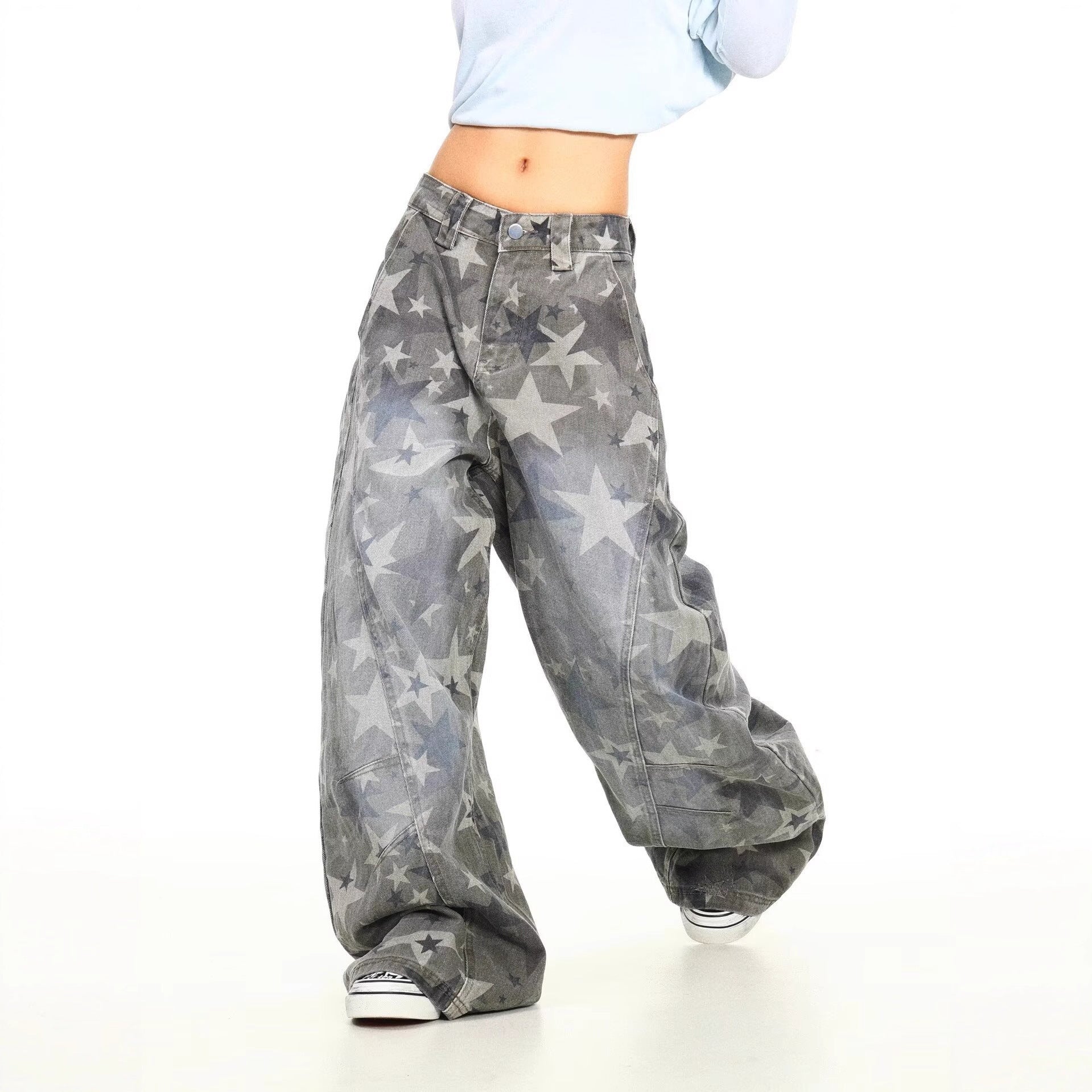 Wide Leg Jeans Women's High Waist Loose Camouflage Cargo Pants