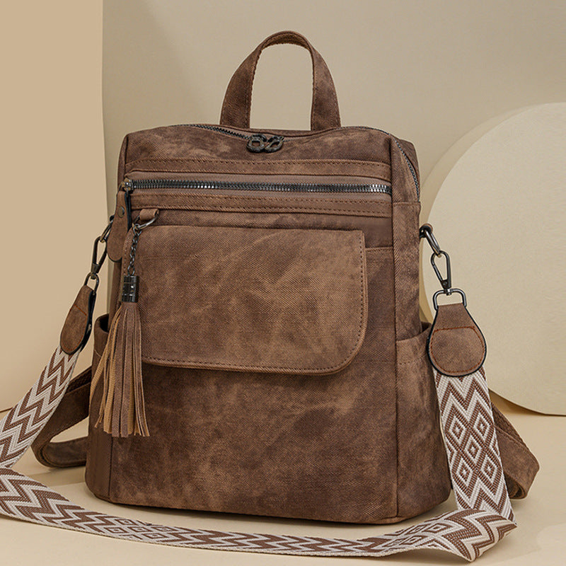 Retro Simple New Tassel Backpack For Women