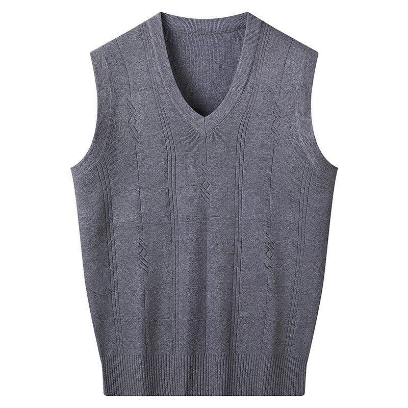 Spring And Autumn V-neck Loose Vest For Middle-aged And Elderly Men Casual Vest