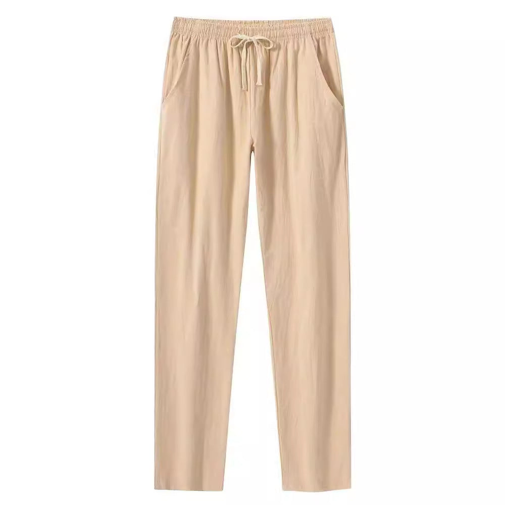 Cotton And Linen Beach Pants Men's Loose Casual