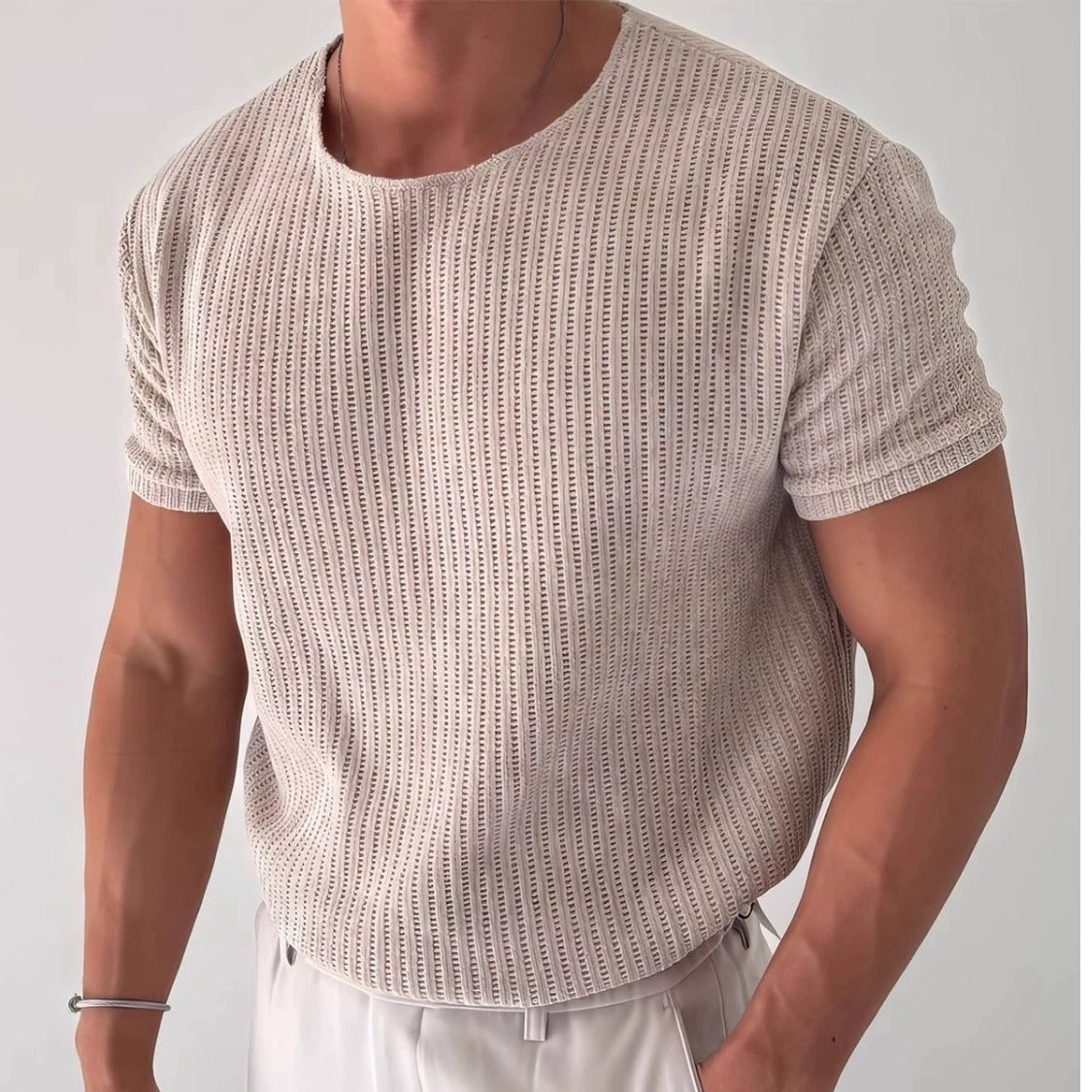 Breathable Short-sleeved Sweater Men's Round Neck T-shirt