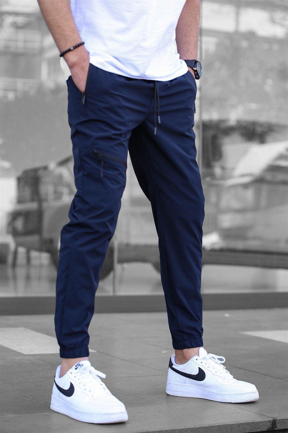 Men's Zipper Overalls Retro Casual Jogger Pants