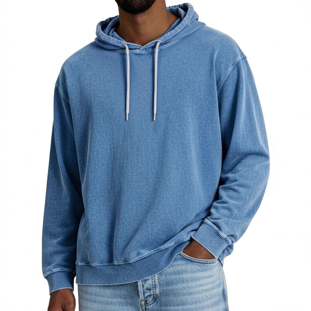 Casual Solid Color Hooded Long-sleeved Sweatshirt Men