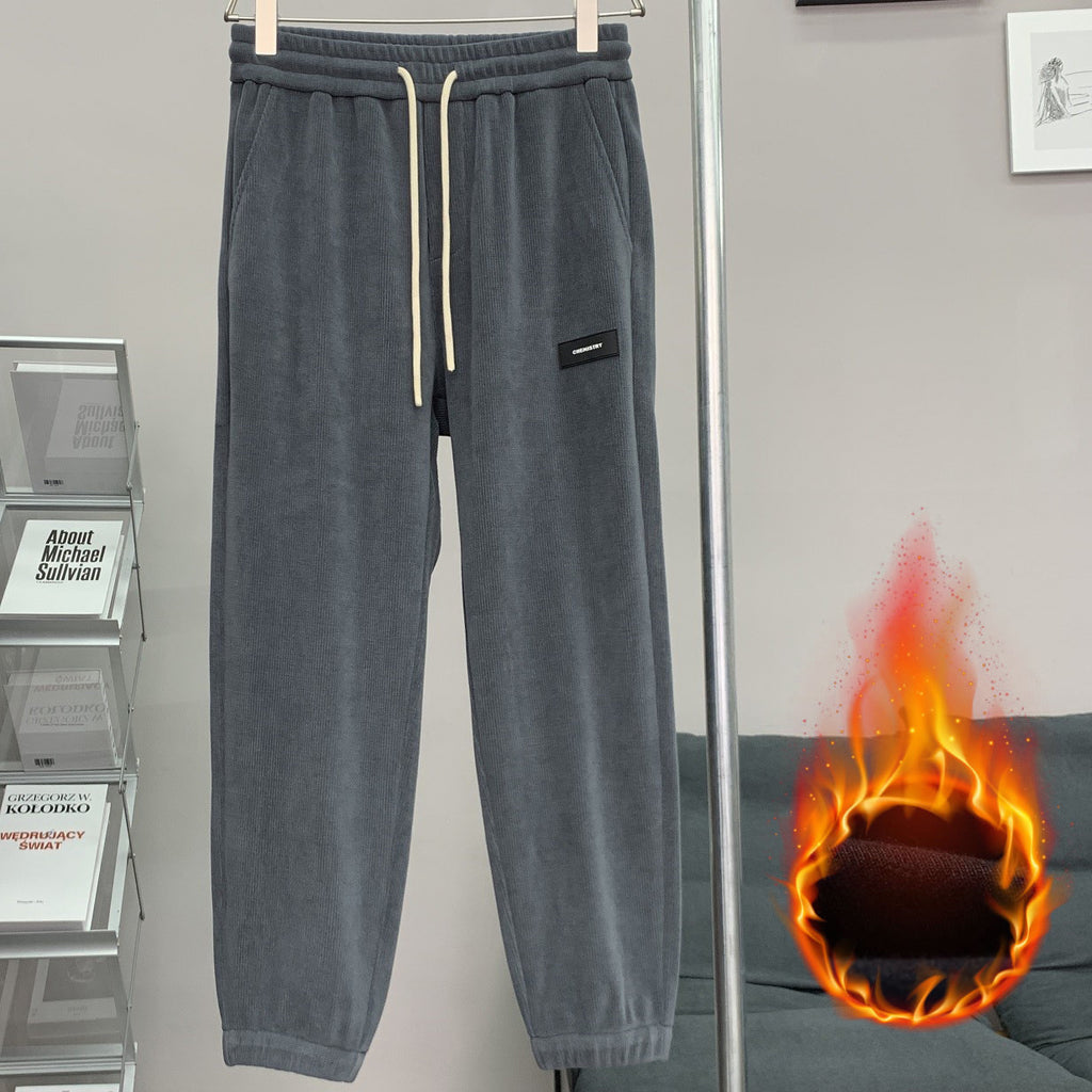 Corduroy Ankle-tied Sweatpants All-match Plus Size