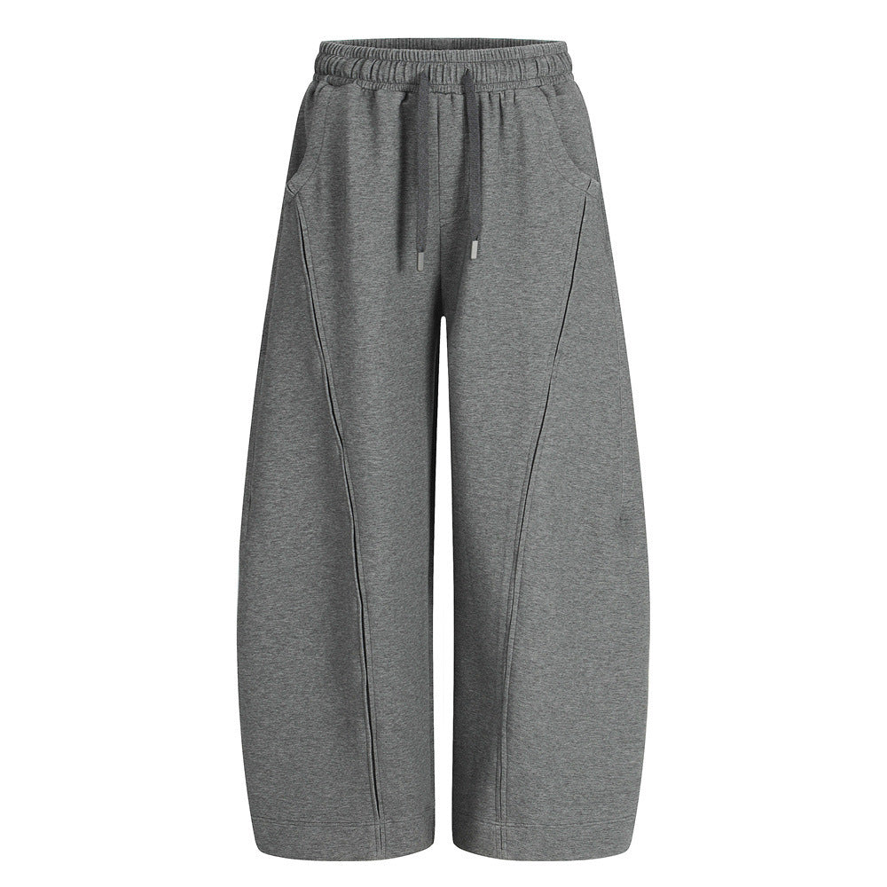 American Retro Men's Stitching Drawstring Solid Color Matchet Pants
