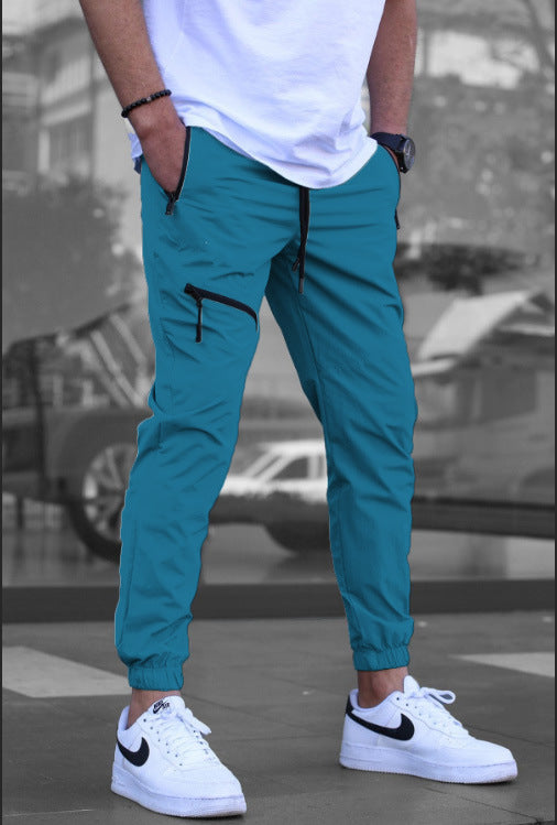 Men's Zipper Overalls Retro Casual Jogger Pants